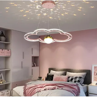 Kinderzimmer LED-Hängelampe Schlafzimmer Lampe Neue Moderne Master Schlafzimmer Studie Lampe Haushalt Blume Full Sky Star LED Schlafzimmer Kronleuchter (Rosa, 60cm)