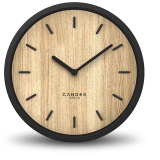Cander Berlin MNU 2030 V Wanduhr lautlos 30 cm Holzfurnier Eiche Vintage ohne Tickgeräusche modern schwarz Wohnzimmer Küche