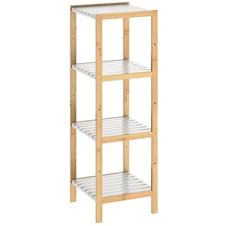 CASARIA Casaria® Badregal Bambus Ablagen Belastbarkeit 30kg Küche Wohnzimmer Bad Regal Bücherregal Holzregal Mehrzweckregal Verschiedene Optionen 4 Ablagen