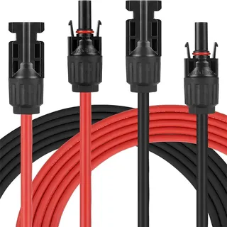 Synfarin® - Solarkabelverlängerung, 6 mm2, mit MC4 Solarkabelstecker, Ip68, rot und schwarz sind EIN Solarkabelpaar, DC 1500 V Solarkabelverlängerung für Solarmodule, Photovoltaikanlagen (3M)