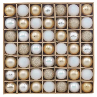 Valery Madelyn Weihnachtskugeln,49 stück Christbaumkugeln Weihnachtskugel mit Geschenkpaket, 3cm Weihnachtsbaumschmuck Christbaumschmuck mit Aufhänger,deko Weihnachten, Thema Weiß Gold