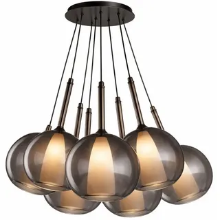 s.luce Pendelleuchte s.luce Belluna Glas-Pendelleuchte Cluster 7-flammig Rauch Ø 24 cm x 24 cm
