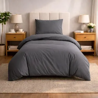 Komfortec Premium Superweiches Bettwäsche Anthrazit 155 x 220 cm + 80 x 80 cm