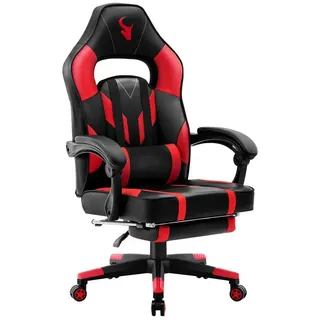 Mucola Gaming Chair Bürostuhl Chefsessel Schreibtischstuhl Sportsitz Gamingstuhl Fußstütze (Stück), Ergonomisch rot