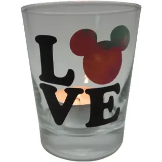 Teelicht Glas Windlicht print "Love Micky" anthrazit/bunt Ostern Handmade Deko