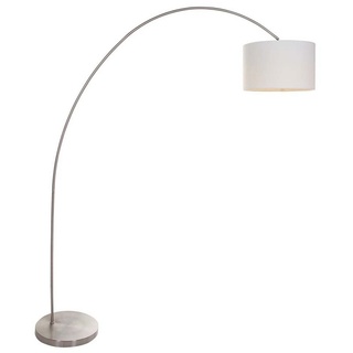 Steinhauer LIGHTING LED Bogenlampe, Bogenstehleuchte Bogenleuchte Stehlampe Textil weiß silber