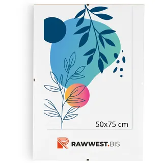 RAWWEST.BIS Rahmenloser 50x75 cm Bilderrahmen Bildhalter Cliprahmen Fotorahmen Kunstglas Plexi gut für Wohnzimmer, Esszimmer, Küche,Fotos Poster viele Größen Rechteckig mit Clips gut.