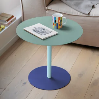REMEMBER Beistelltisch Rondo "sky" - H 42, ø 48 cm aus pulverbeschichtetem Metall