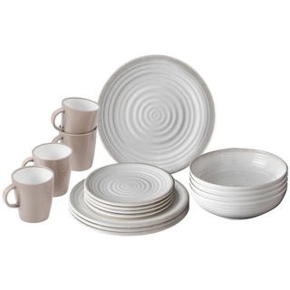 BRUNNER Geschirr-Set »Melamin Ess Geschirr Set Lunch«, Melamin-/Mineralgemisch, Box 16-teilig Camping Reise Teller Becher bunt|grau
