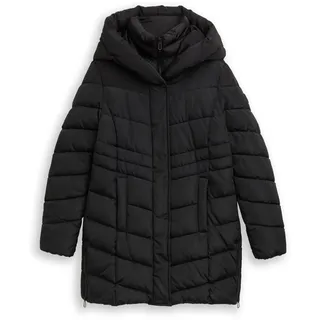 Tom Tailor Damen Puffer-Mantel im 2-in-1-Look, schwarz, Uni, Gr. L