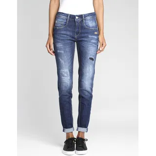 5-Pocket-Jeans GANG "94Amelie" Gr. 27, N-Gr, blau (vintage washed) Damen Jeans Weite mit doppelter rechter Gesäßtasche