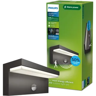 Philips Außenwandleuchte Aluminium 9,2 cm inkl. Bewegungsmelder grau