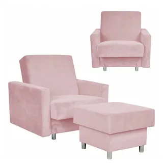 Family Meble Sessel Family Meble Alicja Schlafsessel mit Hocker und Bettkasten 97 cm rosa rosa