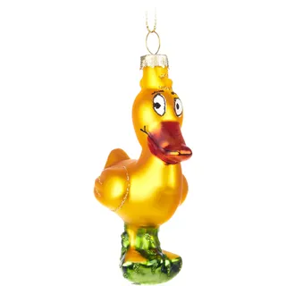 BRUBAKER Ente Gelb Weihnachtskugel aus Glas - Handbemalt und Mundgeblasen - Christbaumschmuck Lustig - Christbaumkugel Ente Figuren Weihnachtsdeko Anhänger - Deko Baumkugel