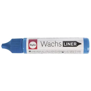 Rayher 31500374 Wachs-Liner, azurblau, Flasche 30 ml, zum Kerzen bemalen, Wachsstift, Flüssigwachs zum Malen direkt aus der Flasche