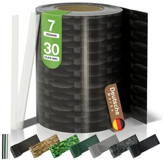 BooGardi Sichtschutzstreifen PVC Sichtschutzstreifen · Sichtschutz Zaun · blickdicht & wetterfest, (4 Rollen 19 cm x 35 m Rattan · 450 g/m2 · inkl. 120 Clips), Zaunblende für Doppelstabmattenzaun & Stabmattenzaun