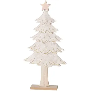 BOLTZE Deko-Aufsteller Janne I LxBxH 23x5x47cm I Deko-Tanne Creme-weiß aus Holz & Filz I Weihnachtsbaum I Weihnachts-Deko Baum I Wohnzimmer, Advents-Dekoration zum Hinstellen I Christmas X-Mas
