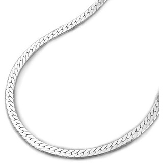 unbespielt Silberkette Halskette 3 mm Panzerkette flach glänzend 925 Silber 45 cm, Silberschmuck für Damen silberfarben