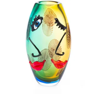 aubaho Glasvase Tischvase Gesicht Moderne Kunst im Murano Stil Vase Blumenvase Glas