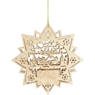 Buri - Led-holzstern 30cm Leuchtstern Weihnachtsstern Weihnachtsdeko Fensterdeko Advent - Weihnachtsmann
