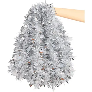 SULOLI 10 Meter Weihnachtsgirlande weiß,Tannengirlande mit Stern,Weihnachtsbaum Lametta Girlande für Indoor Außen und Treppe Weihnachtsdeko