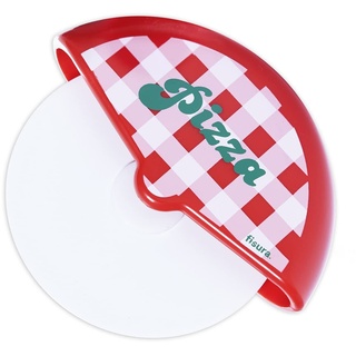 FISURA – Origineller Pizzaschneider. Pizzaschneider mit einem lustigen Rad. Pizzaschneider aus rostfreiem Stahl und ABS. Maße: 7,5 x 5,5 Zentimeter.... (Vichy, rot)