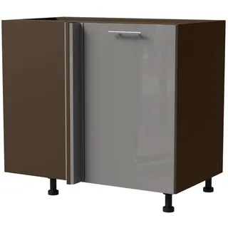 Feldmann-Wohnen Eckschrank Essen (D13U/90, 1-türig, 1 Einlegeboden, 1-St., moderne Optik, lackierte Fronten) 90x50x82cm lava - grau Hochglanz (ES-D13U) grau