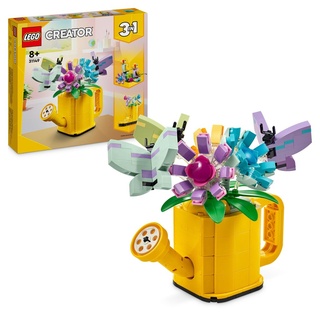 LEGO Creator 3in1 Gießkanne mit Blumen Set, Kinderzimmer-Deko, Baue eine Gießkanne mit Blumenstrauß, Gummistiefel oder 2 Spielzeug-Vögel, kreat...
