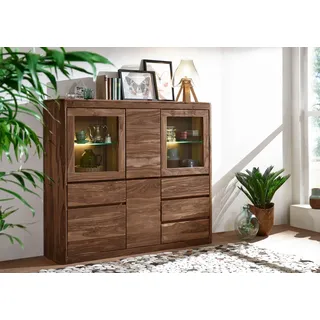 Massivmoebel24 Highboard 166 x 145 x 40 cm Smoked Cherry