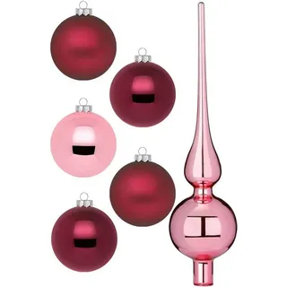 MAGIC by Inge Weihnachtsbaumkugel Berry Kiss, Weihnachtsdeko, Christbaumschmuck (46 St), Christbaumkugeln aus Glas, 45 Kugeln Ø ca. 4-6 cm, inkl. Spitze 28 cm lila