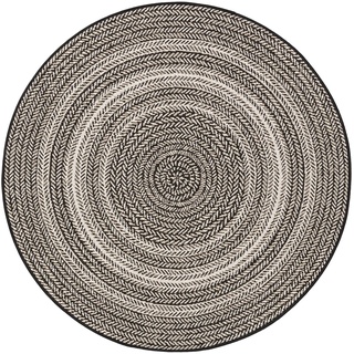 benuta PLUS Teppich, Schwarz/Weiß, ø 120 cm rund
