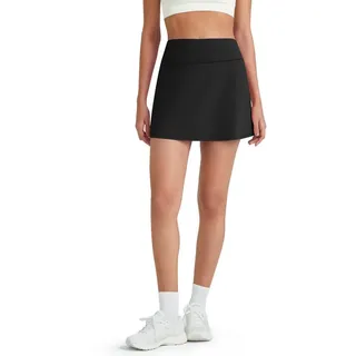 G4Free Hosenrock Damen-Golfrock, hochtaillierter A-Linien-Sportrock Damen-Golfrock, lässiger Sportrock mit 2 Taschen schwarz L(40)