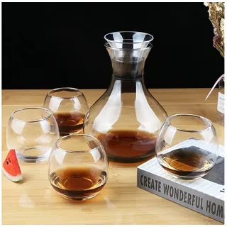 Rungassi Gläser-Set Karaffe mit 4 Gläsern 335ml Wasser Cognac Whisky-Gläser G02, Glas