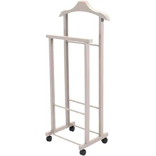 Tomaino - Herrendiener Schlafzimmer aus Holz - Kleiderständer mit Rollen Ambrogio - Herrendiener Modern für Kleidung und Accessoires (Taube)