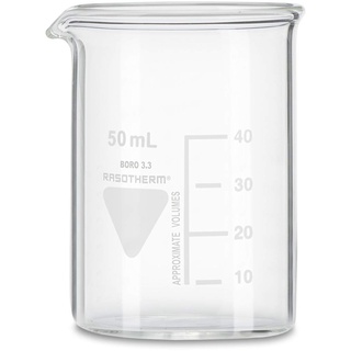 RASOTHERM Becherglas niedrige Form mit Ausguss, (Boro 3.3), 50 ml