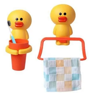 LuxusKollektion Zahnbürstenhalter Zahnputzbecher+Handtuchhalter Kinder Küken-Design, (1-St) gelb