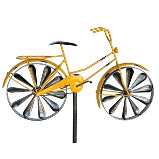 DanDiBo Gartenstecker Metall Fahrrad XL 160 cm Gelb 96101 Shabby Windspiel Windrad Wetterfest Gartendeko Garten Gartenstab Bodenstecker
