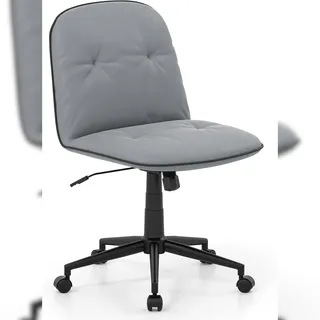 COSTWAY Bürostuhl, Armlehnenlos, Drehbar mit Rollen, Wippfunktion und Kunstlederpolsterung, für Computer und Schminktisch