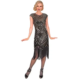W WIDMANN MILANO Party Fashion - 20er Jahre Gatsby Flapper Kleid | Elegantes Paillettenkleid mit Fransen, Charleston Kostüm für Karneval, 20er Jahre Event, Mottopartys