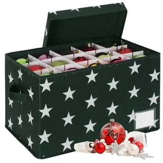 Relaxdays Weihnachtskugel Aufbewahrungsbox Weiß,Dunkelgrün