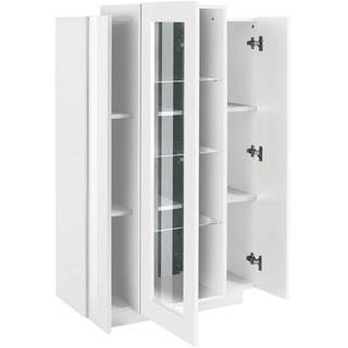 Dmora Vitrine Kevin, Sideboard mit drei Türen, Mehrzweck-Wohnzimmermöbel, 100% Made in Italy, cm 80x38h121, glänzend und matt weiß