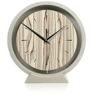 Kreative Feder Standuhr Tischuhr aus Beton im Industrial Look mit exklusivem Echtholzdekor, Minimalistische Deko-Uhr mit flüsterleisem Uhrwerk (Funk o. Quarz) braun