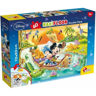 Lisciani - DISNEY Mickey Mouse Geduldsspiel - Puzzle ab 3 Jahren - Double Face 2 in 1: Supermaxi & Ausmalbild - 60 Teile - Riesenformat 70 x 50 cm - Mickey Spielzeug für Jungen und Mädchen Geschenk