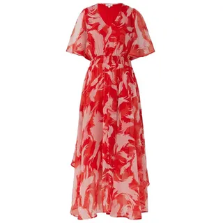 S.Oliver Maxikleid aus Chiffon mit gesmokter Taille preiselbeere 38