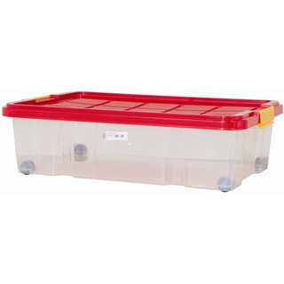 Unimet Unterbettbox mit Rollen 60x40x18cm, Box transparent, Deckel farblich sortiert