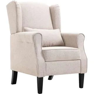 vidaXL Ohrensessel Beige Stoff 68 x 101 x 69,1 cm Beige mit Kissen