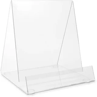 Buchstütze, Buchständer, Warenträger (Stütz-Höhe: 20.0 cm) als Klemmständer (Füll-Tiefe ca. 4.0 bis 7.0 cm) - Warenständer aus original PLEXIGLAS für schwere Bücher, flache Artikel oder Verpackungen