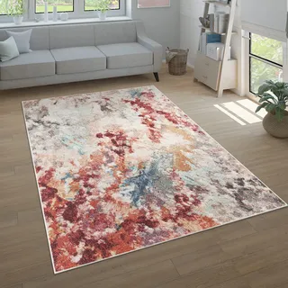 Paco Home Teppich Wohnzimmer Schlafzimmer Kurzflor Modern Vintage Muster Abstrakt Farbverlauf, Grösse:120x160 cm, Farbe:Bunt 3
