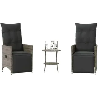 Festnight Rattan Balkonmöbel Set 3 Teilig Gartenstuhl mit Fußteil Gartensessel Verstellbar Lehne Balkon Möbel Kleiner Balkon Sitzgruppe Garten 2 Personen Balkon Set Balkonset 2 Stühle 1 Tisch