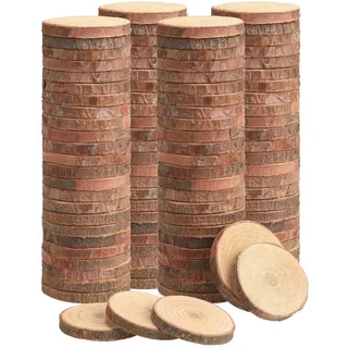 LAZACA Holzscheiben zum Basteln Klein Deko Holz Log Scheiben Unvollendete DIY Handwerk Holz-Scheiben Hochzeit Mittelstücke Weihnachten Dekoration Baumscheibe (100 Stück(4-5CM))